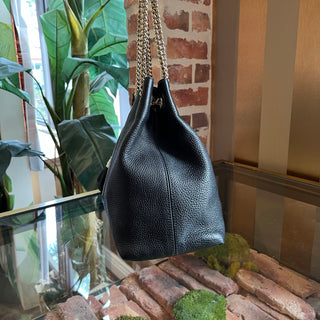 GUCCI Medium Soho Chain Black Pebbled Calfskin Leather Shoulder Bag