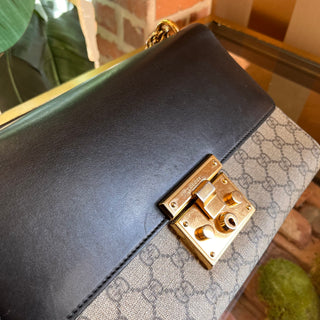 GUCCI Padlock Large Brown GG Supreme Canvas Shoulder Bag