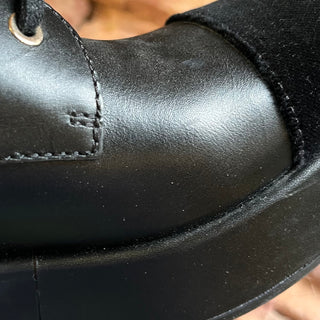 CHANEL Black Leather Interlocking CC Platform Boots w/ Velvet Toes SZ 39 (US 9)