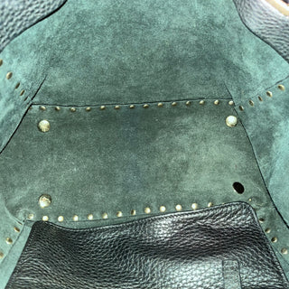 VALENTINO GARAVANI Rockstud Medium Black Pebbled Calfskin Tote