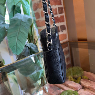 CHANEL Black Caviar Quilted Camera Case Crossbody