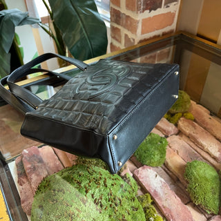 CHANEL Black Lambskin Chocolate Bar Vintage Tote Bag