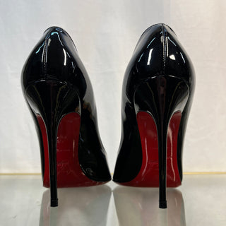 CHRISTIAN LOUBOUTIN Carnielle Black Patent Leather Heels SZ37 1/2