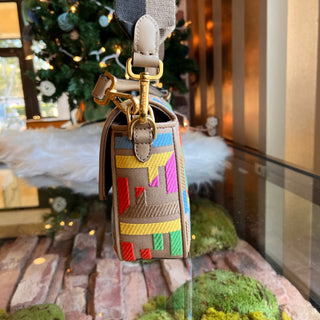 FENDI Baguette FF Embroidered Vitello Canvas Shoulder Bag