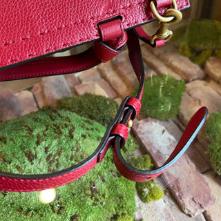 GUCCI GG Marmont Red Pebbled Leather Top Handle Bag