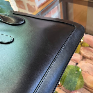 GUCCI 1961 Medium Black Smooth Calfskin Leather Tote Bag