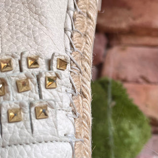 VALENTINO Cream Leather Rockstud Espadrilles SZ 35 (US 5)