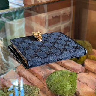 GUCCI GG Canvas Black Tiger Head Wallet DIA317