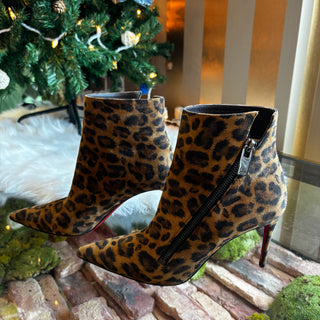 CHRISTIAN LOUBOUTIN Suede Leopard Print Boots 36.5