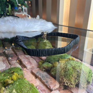 CHANEL CC Black Ruched Leather Enamel Interlocking Belt SZ85/34