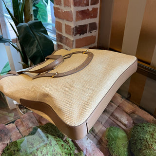 FURLA Beige Brown Rattan Tote