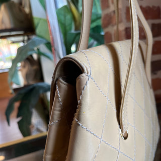 CHANEL Beige Quilted Leather Wild Stitch Flap Shoulder Bag