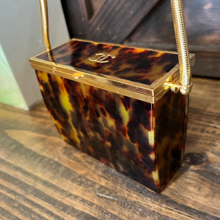 CHANEL Minaudiere Brown Tortoiseshell Acrylic Vintage Crossbody