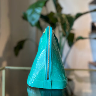 LOUIS VUITTON Monogram Vernis Alma Turquoise PM