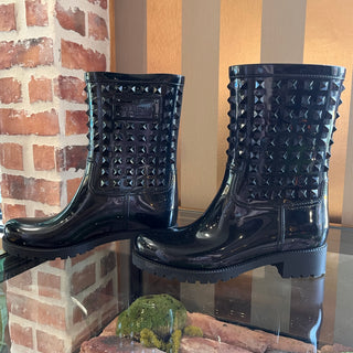 VALENTINO Black Rockstud Rainboot SZ 39 (US 9)