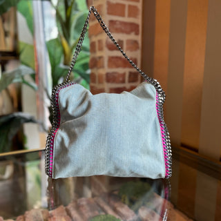 STELLA MCCARTNEY Falabella Denim Tote Pink Trim Bag