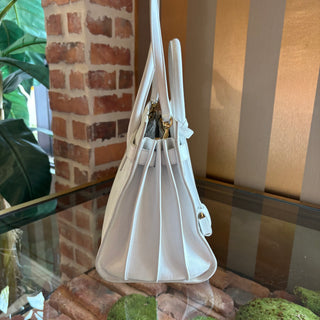 SAINT LAURENT White Leather Sac De Jour Tote