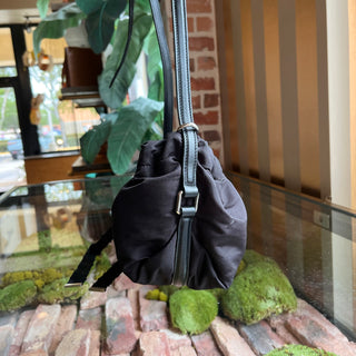 ALEXANDER MCQUEEN The Bundle Black Nylon Drawstring Tote Bag