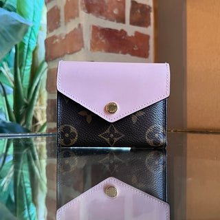LOUIS VUITTON Zoe Brown Pink Monogram Canvas Compact Wallet