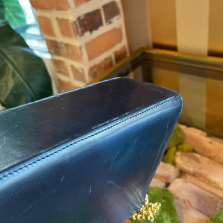 FERRAGAMO Navy Blue Leather Structured Crossbody