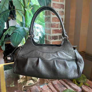 FERRAGAMO Gacini Metallic Parts Gray Leather Shoulder Bag