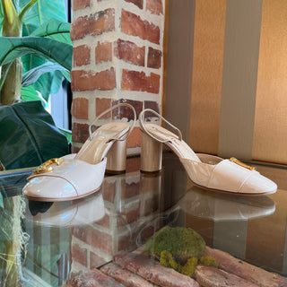 DIOR CD Beige Patent Leather Slingback Pumps SZ 38 (US 8)