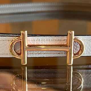 HERMES Gamma Étoupe Swift/Blanc Epsom Calfskin Reversible Belt 13MM
