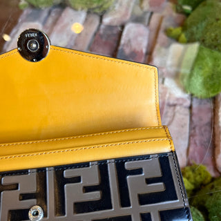 FENDI F Is Fendi Yellow Zucca Leather Continental Wallet