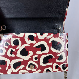 GUCCI Betty Leopard Print Red Wallet On Chain