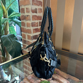 PRADA Black Tessuto Nylon Gauffre Satchel Bag