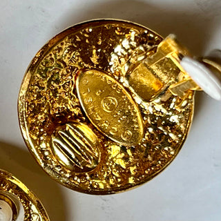 CHANEL Vintage Gold-Tone Brass CC Clip On Earrings