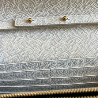 SAINT LAURENT Classic Cassandre Chain White Grain De Poudre Leather Crossbody