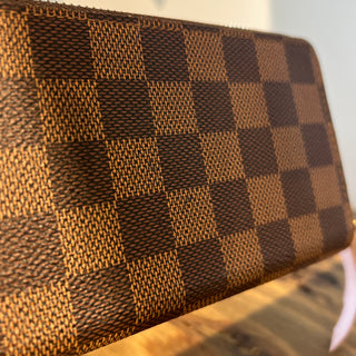 LOUIS VUITTON Clémence Pink Damier Ebene Canvas Wallet