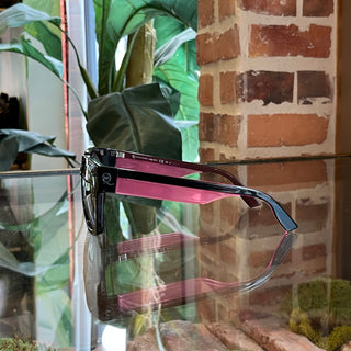 ALEXANDER MCQUEEN MCQ004/S 01K E2 Black Pink Striped Oversized Sunglasses