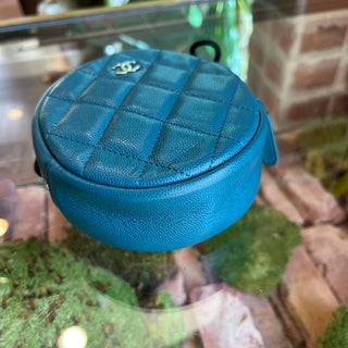 CHANEL Caviar Quilted Round Chain Crossbody Bag