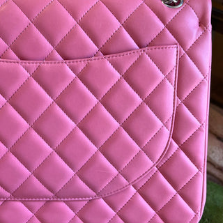 CHANEL Maxi Double Flap Pink Calfskin Leather Shoulder Bag