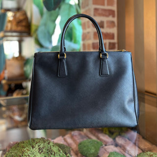 PRADA Small Black Saffiano Lux Leather Tote Bag