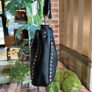 VALENTINO Pebbled Leather Rockstud Flat Crossbody Bag