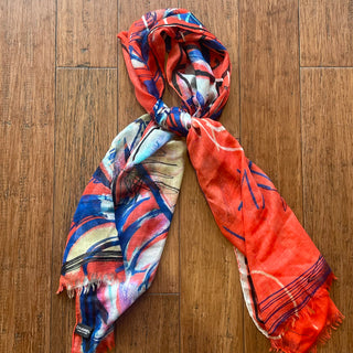 CHANEL Red/Blue Graffiti Shawl