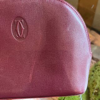 CARTIER Red Leather Cosmetic Case