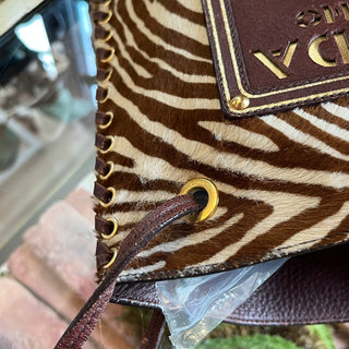 PRADA Zebra Brown Pony Hair Fringe Crossbody