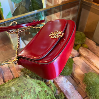 TORY BURCH Britten Red Smooth Glazed Leather Crossbody