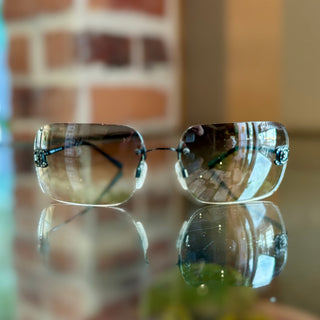CHANEL 4017-D Crystal CC Rectangle Rimless Sunglasses