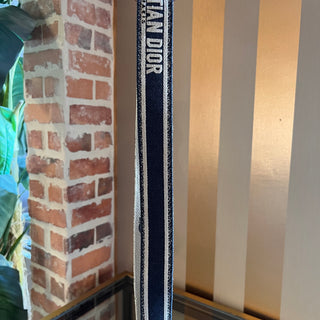 DIOR Blue Embroidered Christian Dior Paris Bag Strap