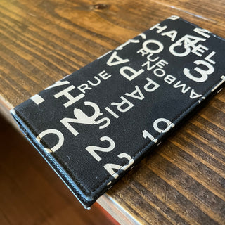 CHANEL Black White Rue de Cambon Canvas Printed Bifold Wallet
