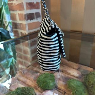 CHANEL Velvet Quilted Striped Medium Single Flap