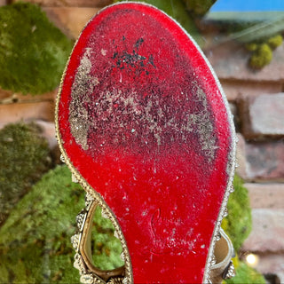 CHRISTIAN LOUBOUTIN Silver Studded Platform Wedges Heels SZ 39 (US 9)