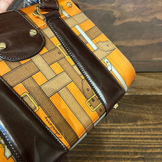 BURBERRY Orange Scarf Print Tote Bag