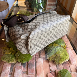 GUCCI Beige Ebony GG Supreme Canvas Diaper Bag