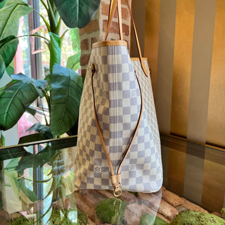 LOUIS VUITTON Neverfull GM White Damier Azur Canvas Tote Bag